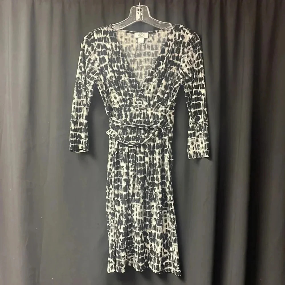 Black &‎ White Long-sleeved Dress xS